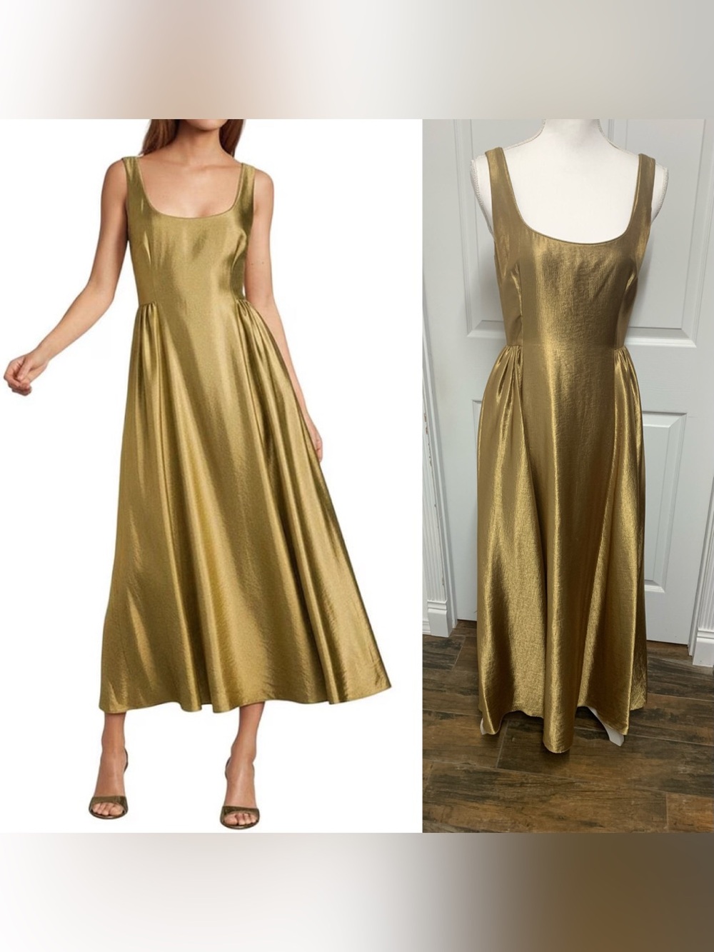 Antonio Melani Leah Metallic Scoop Neckline Sleeveless Ruching A-Line Dress